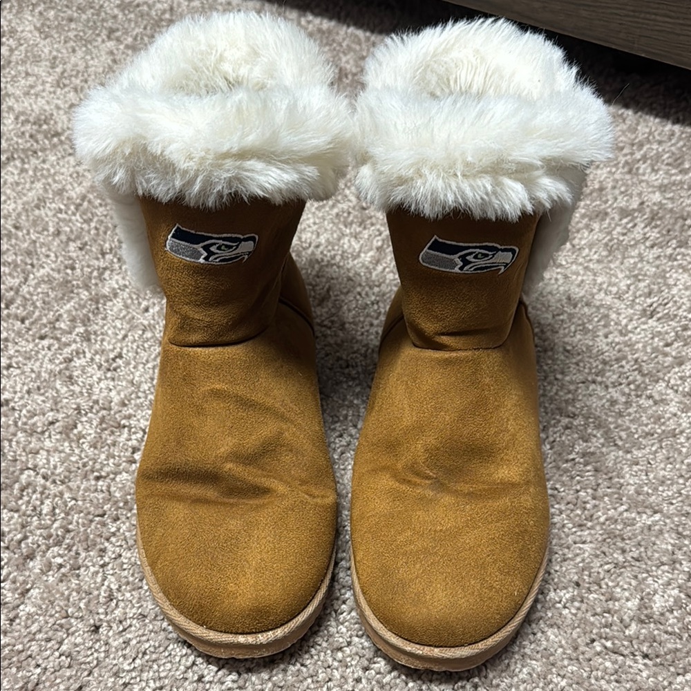 ✨Clearance✨Foco Seahawks Brown Fur-Lined Boots